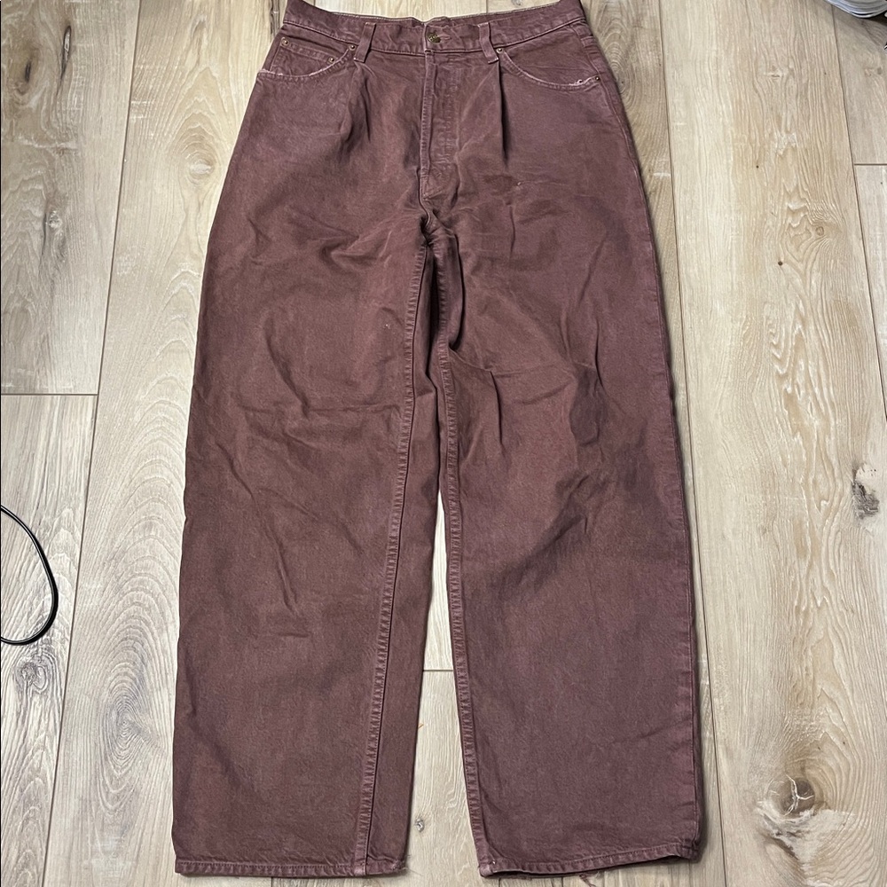 Snacks by Mother Pleated Fun Dip Wide Leg Jeans Brown Size 27